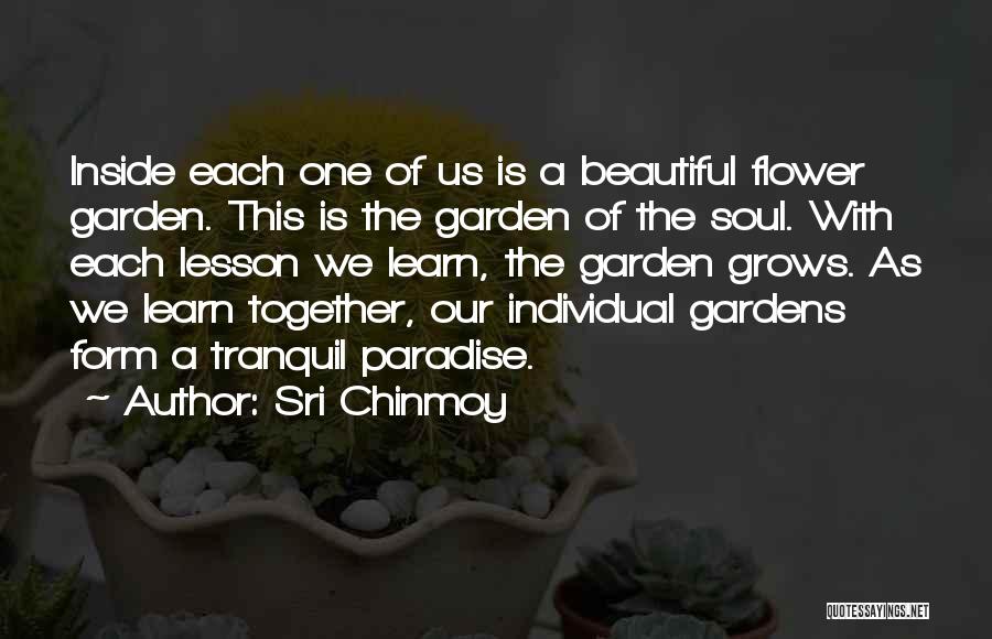 Sri Chinmoy Quotes: Inside Each One Of Us Is A Beautiful Flower Garden. This Is The Garden Of The Soul. With Each Lesson