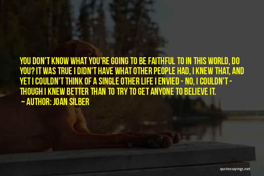 Joan Silber Quotes: You Don't Know What You're Going To Be Faithful To In This World, Do You? It Was True I Didn't