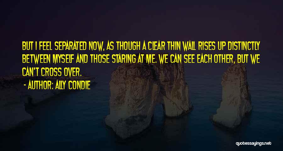 Ally Condie Quotes: But I Feel Separated Now, As Though A Clear Thin Wall Rises Up Distinctly Between Myself And Those Staring At