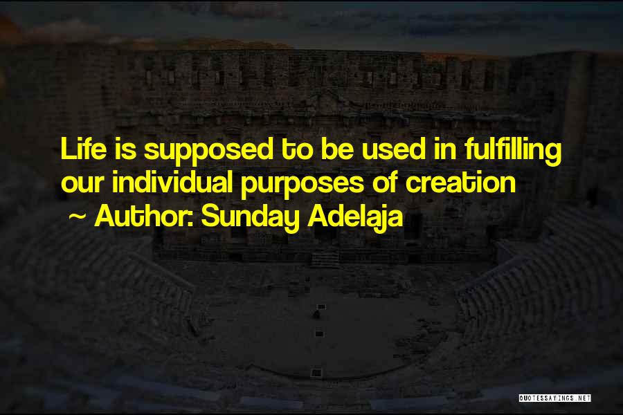 Sunday Adelaja Quotes: Life Is Supposed To Be Used In Fulfilling Our Individual Purposes Of Creation