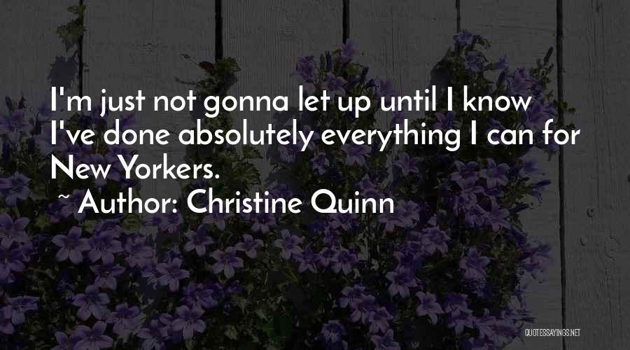 Christine Quinn Quotes: I'm Just Not Gonna Let Up Until I Know I've Done Absolutely Everything I Can For New Yorkers.