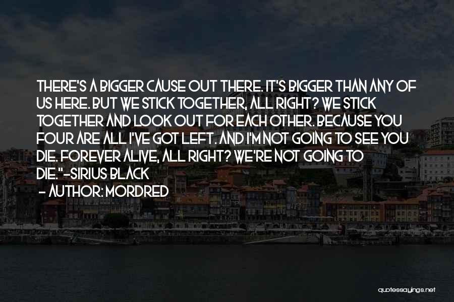 Mordred Quotes: There's A Bigger Cause Out There. It's Bigger Than Any Of Us Here. But We Stick Together, All Right? We