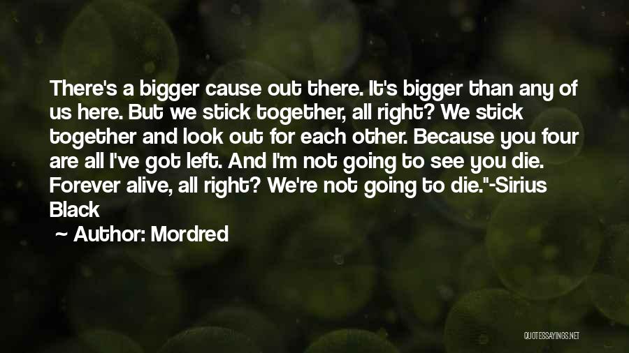 Mordred Quotes: There's A Bigger Cause Out There. It's Bigger Than Any Of Us Here. But We Stick Together, All Right? We