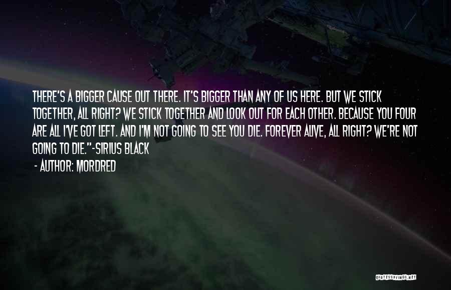 Mordred Quotes: There's A Bigger Cause Out There. It's Bigger Than Any Of Us Here. But We Stick Together, All Right? We