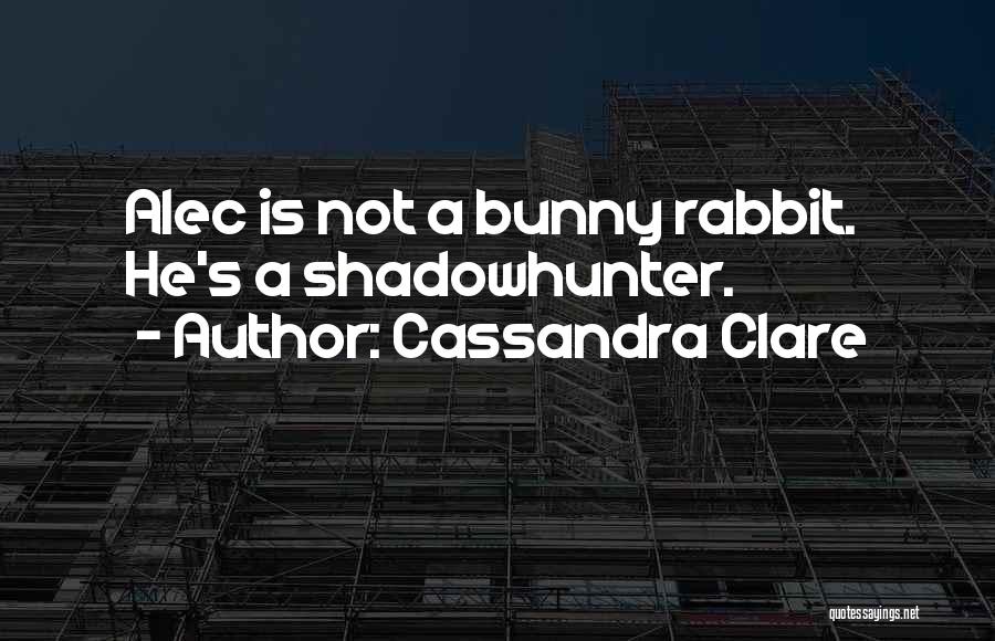 Cassandra Clare Quotes: Alec Is Not A Bunny Rabbit. He's A Shadowhunter.