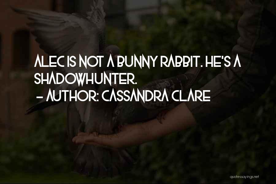 Cassandra Clare Quotes: Alec Is Not A Bunny Rabbit. He's A Shadowhunter.