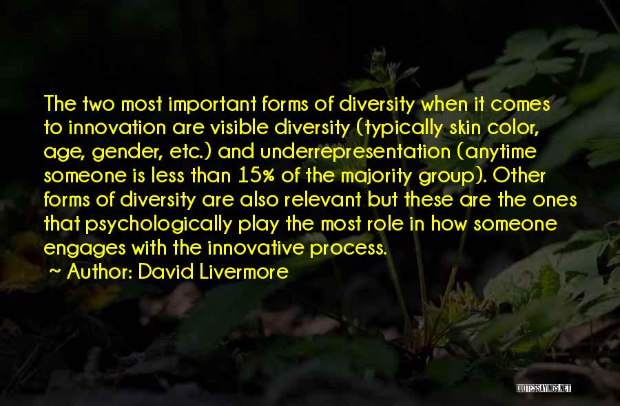 David Livermore Quotes: The Two Most Important Forms Of Diversity When It Comes To Innovation Are Visible Diversity (typically Skin Color, Age, Gender,