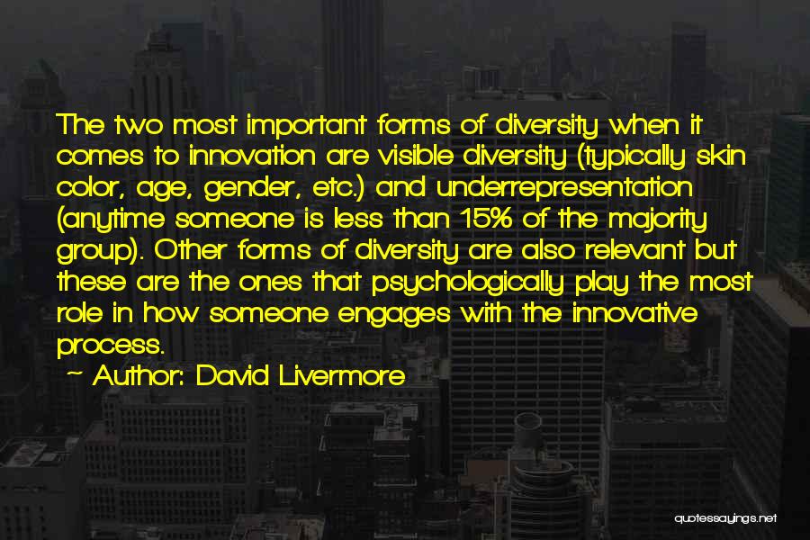 David Livermore Quotes: The Two Most Important Forms Of Diversity When It Comes To Innovation Are Visible Diversity (typically Skin Color, Age, Gender,