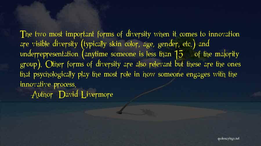 David Livermore Quotes: The Two Most Important Forms Of Diversity When It Comes To Innovation Are Visible Diversity (typically Skin Color, Age, Gender,