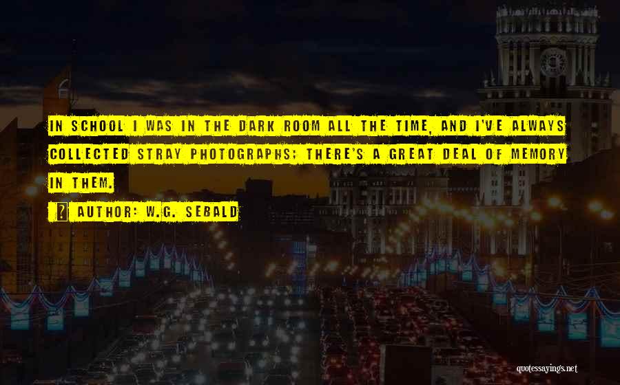 W.G. Sebald Quotes: In School I Was In The Dark Room All The Time, And I've Always Collected Stray Photographs; There's A Great