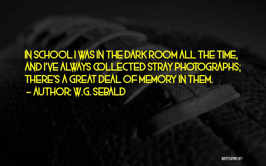 W.G. Sebald Quotes: In School I Was In The Dark Room All The Time, And I've Always Collected Stray Photographs; There's A Great