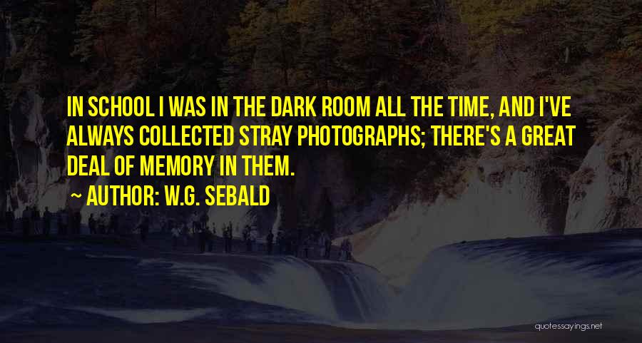 W.G. Sebald Quotes: In School I Was In The Dark Room All The Time, And I've Always Collected Stray Photographs; There's A Great