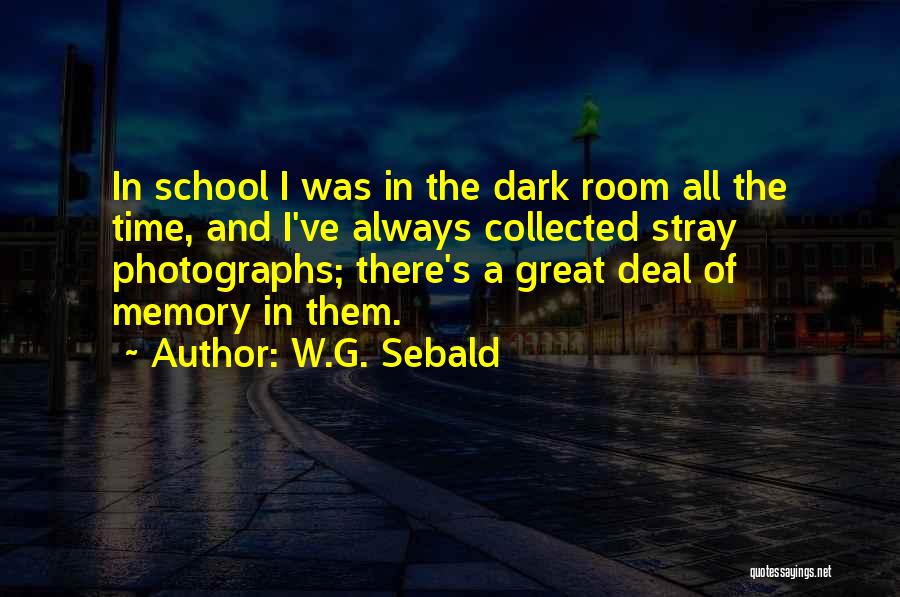 W.G. Sebald Quotes: In School I Was In The Dark Room All The Time, And I've Always Collected Stray Photographs; There's A Great