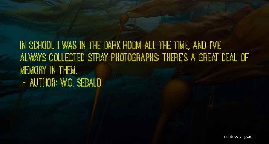W.G. Sebald Quotes: In School I Was In The Dark Room All The Time, And I've Always Collected Stray Photographs; There's A Great