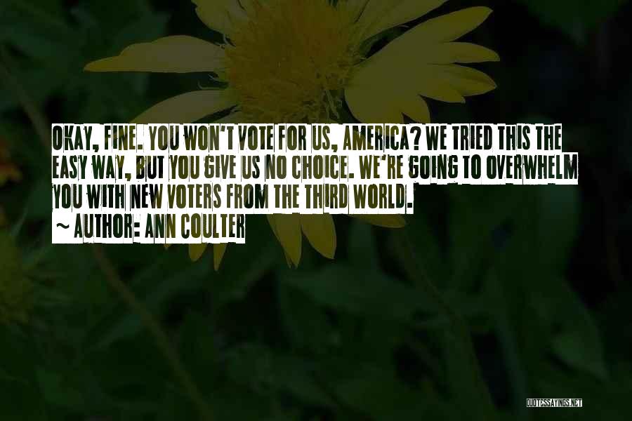 Ann Coulter Quotes: Okay, Fine. You Won't Vote For Us, America? We Tried This The Easy Way, But You Give Us No Choice.