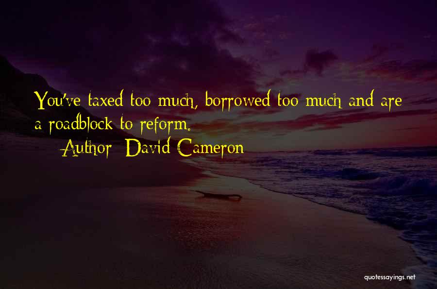 David Cameron Quotes: You've Taxed Too Much, Borrowed Too Much And Are A Roadblock To Reform.