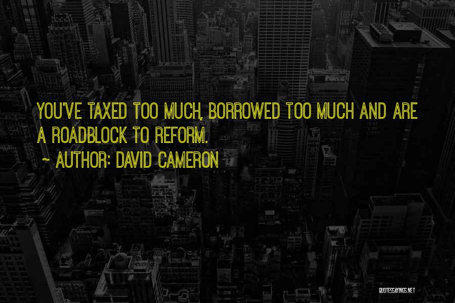 David Cameron Quotes: You've Taxed Too Much, Borrowed Too Much And Are A Roadblock To Reform.