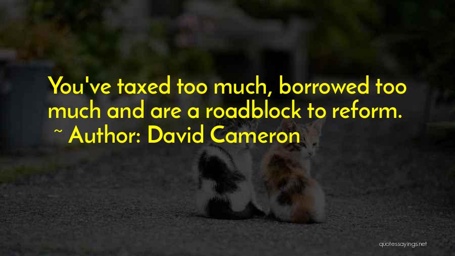 David Cameron Quotes: You've Taxed Too Much, Borrowed Too Much And Are A Roadblock To Reform.