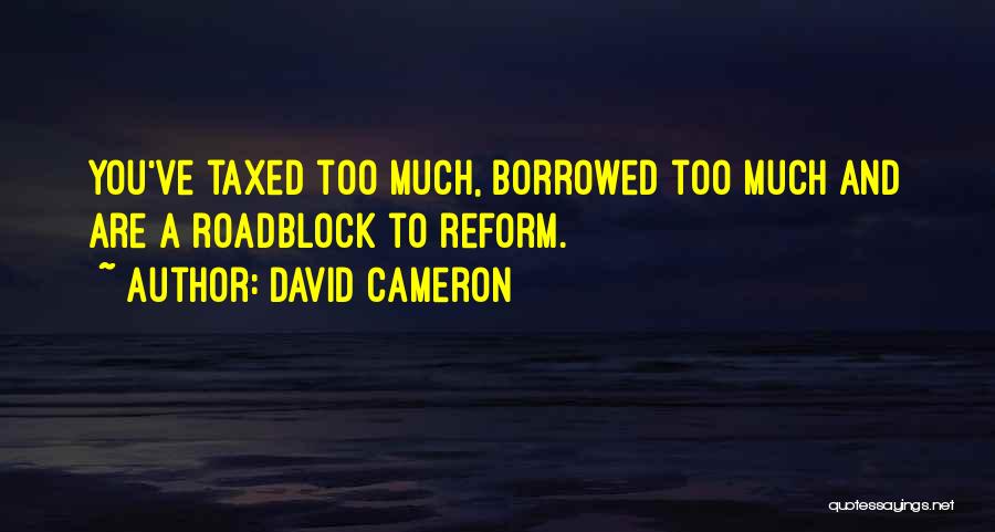 David Cameron Quotes: You've Taxed Too Much, Borrowed Too Much And Are A Roadblock To Reform.