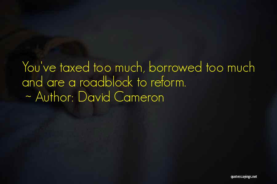 David Cameron Quotes: You've Taxed Too Much, Borrowed Too Much And Are A Roadblock To Reform.