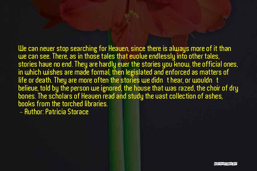 Patricia Storace Quotes: We Can Never Stop Searching For Heaven, Since There Is Always More Of It Than We Can See. There, As