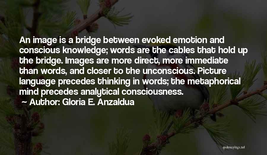 Gloria E. Anzaldua Quotes: An Image Is A Bridge Between Evoked Emotion And Conscious Knowledge; Words Are The Cables That Hold Up The Bridge.