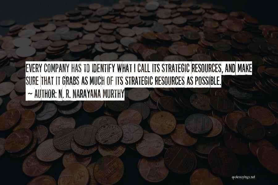 N. R. Narayana Murthy Quotes: Every Company Has To Identify What I Call Its Strategic Resources, And Make Sure That It Grabs As Much Of