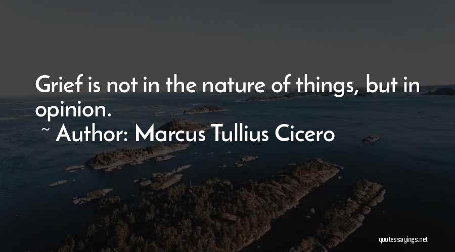 Marcus Tullius Cicero Quotes: Grief Is Not In The Nature Of Things, But In Opinion.