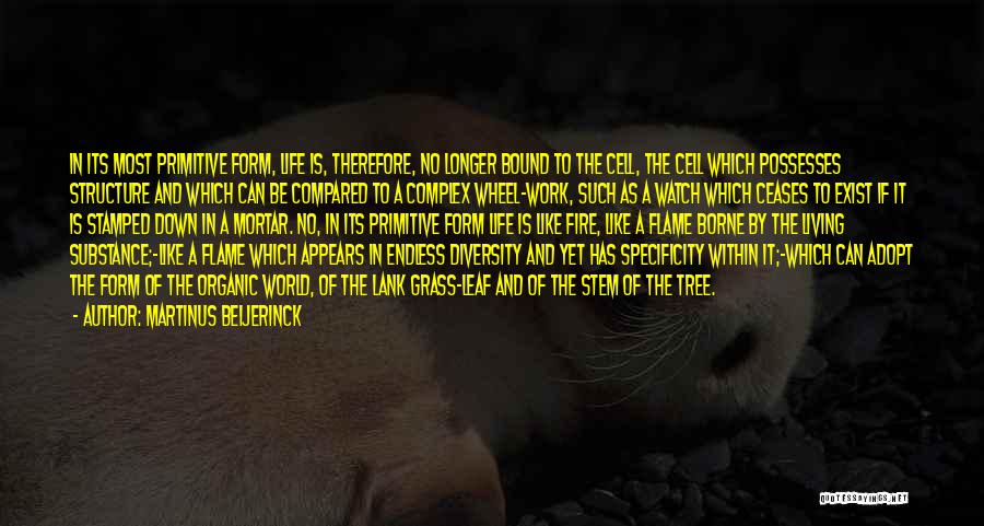 Martinus Beijerinck Quotes: In Its Most Primitive Form, Life Is, Therefore, No Longer Bound To The Cell, The Cell Which Possesses Structure And