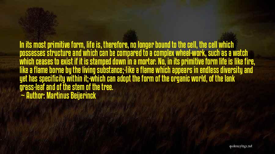 Martinus Beijerinck Quotes: In Its Most Primitive Form, Life Is, Therefore, No Longer Bound To The Cell, The Cell Which Possesses Structure And