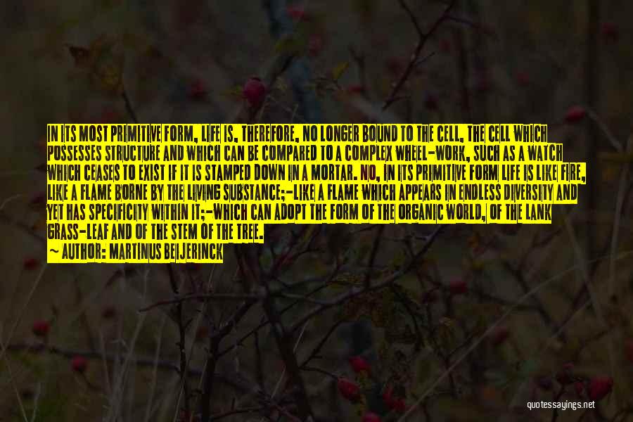 Martinus Beijerinck Quotes: In Its Most Primitive Form, Life Is, Therefore, No Longer Bound To The Cell, The Cell Which Possesses Structure And