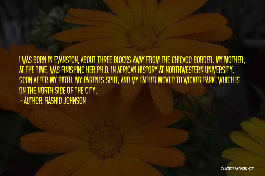 Rashid Johnson Quotes: I Was Born In Evanston, About Three Blocks Away From The Chicago Border. My Mother, At The Time, Was Finishing