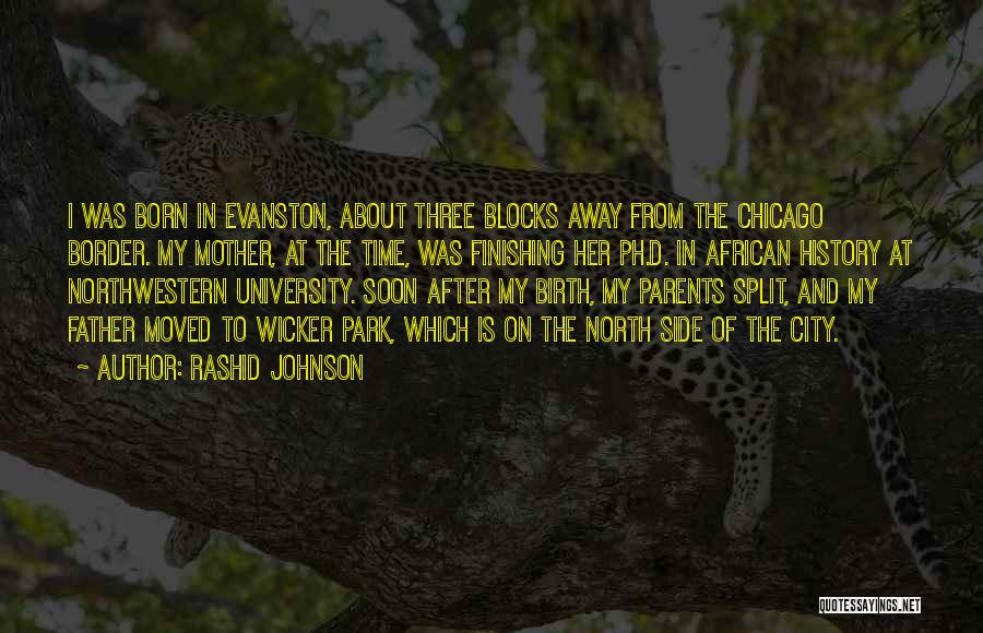 Rashid Johnson Quotes: I Was Born In Evanston, About Three Blocks Away From The Chicago Border. My Mother, At The Time, Was Finishing