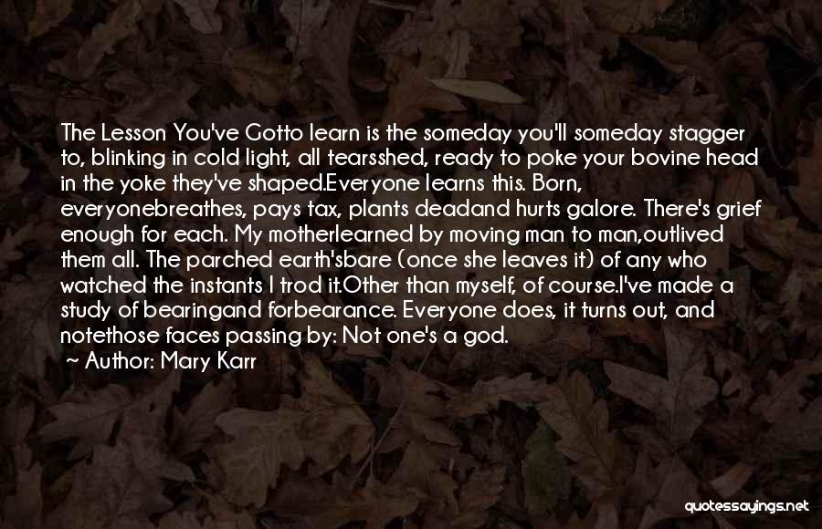 Mary Karr Quotes: The Lesson You've Gotto Learn Is The Someday You'll Someday Stagger To, Blinking In Cold Light, All Tearsshed, Ready To