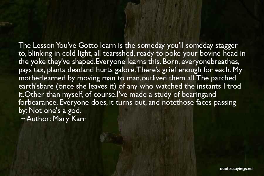 Mary Karr Quotes: The Lesson You've Gotto Learn Is The Someday You'll Someday Stagger To, Blinking In Cold Light, All Tearsshed, Ready To