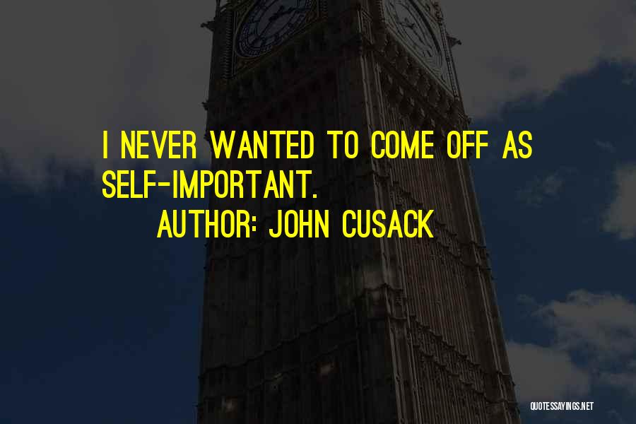 John Cusack Quotes: I Never Wanted To Come Off As Self-important.