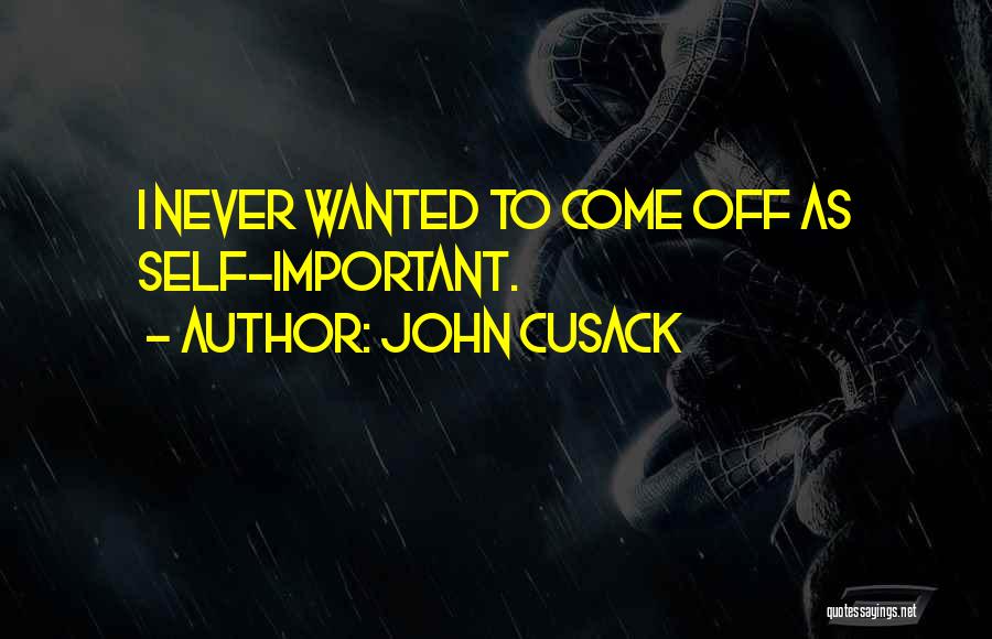 John Cusack Quotes: I Never Wanted To Come Off As Self-important.