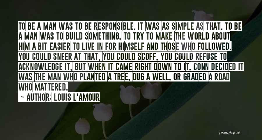 Louis L'Amour Quotes: To Be A Man Was To Be Responsible. It Was As Simple As That. To Be A Man Was To