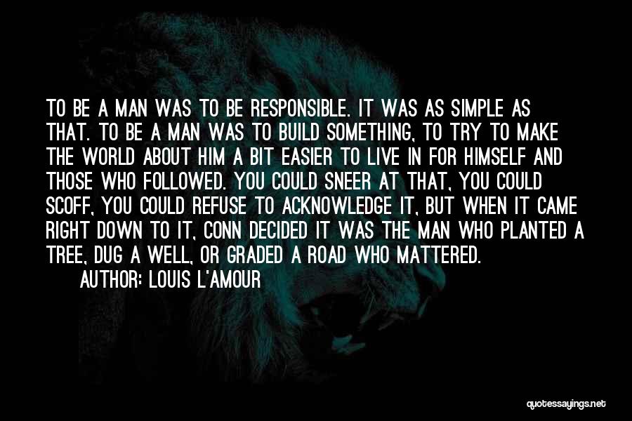 Louis L'Amour Quotes: To Be A Man Was To Be Responsible. It Was As Simple As That. To Be A Man Was To