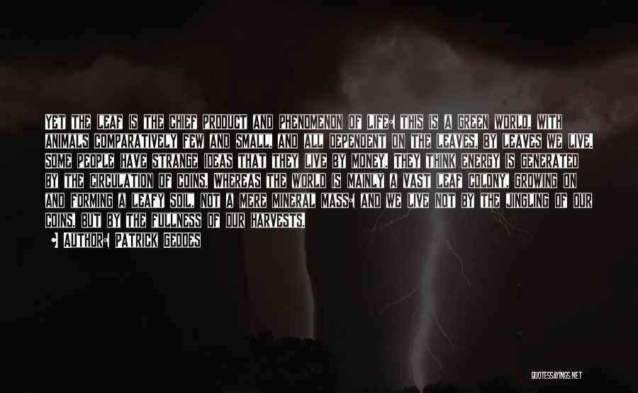 Patrick Geddes Quotes: Yet The Leaf Is The Chief Product And Phenomenon Of Life: This Is A Green World, With Animals Comparatively Few