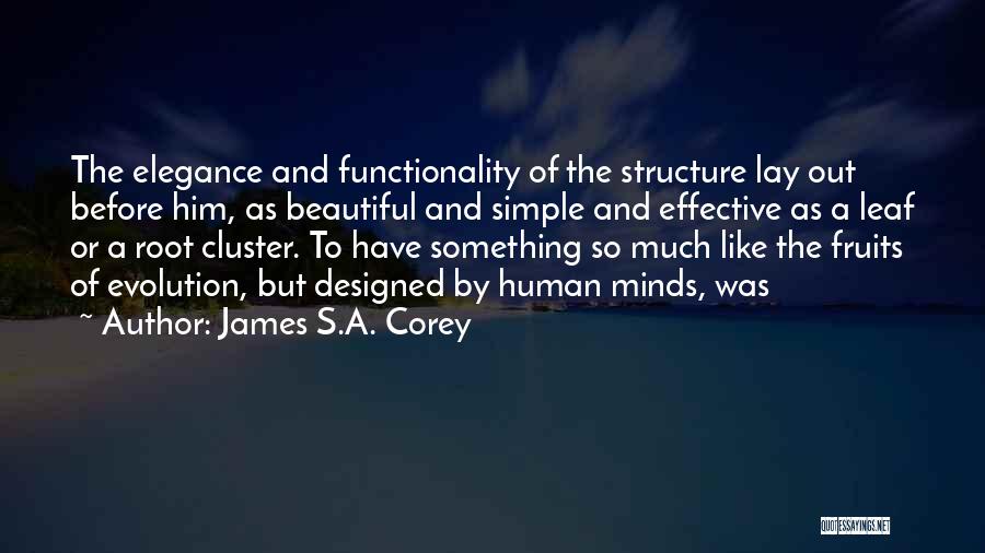 James S.A. Corey Quotes: The Elegance And Functionality Of The Structure Lay Out Before Him, As Beautiful And Simple And Effective As A Leaf