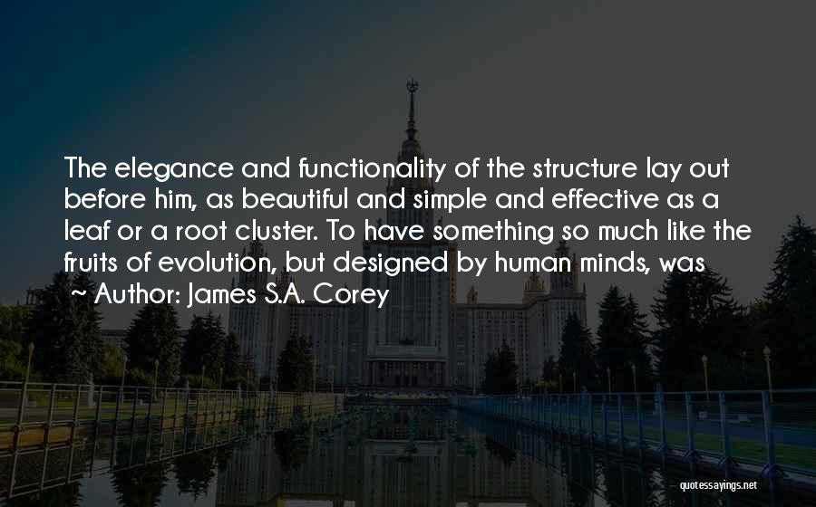 James S.A. Corey Quotes: The Elegance And Functionality Of The Structure Lay Out Before Him, As Beautiful And Simple And Effective As A Leaf