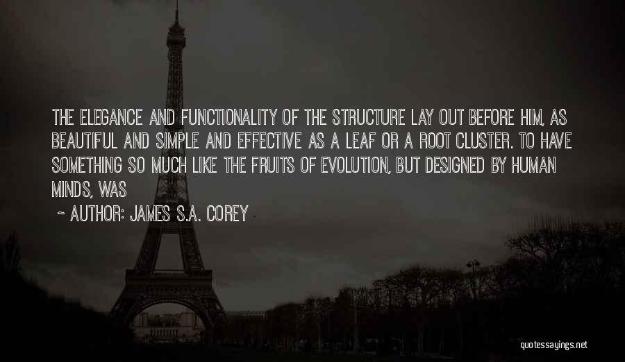 James S.A. Corey Quotes: The Elegance And Functionality Of The Structure Lay Out Before Him, As Beautiful And Simple And Effective As A Leaf