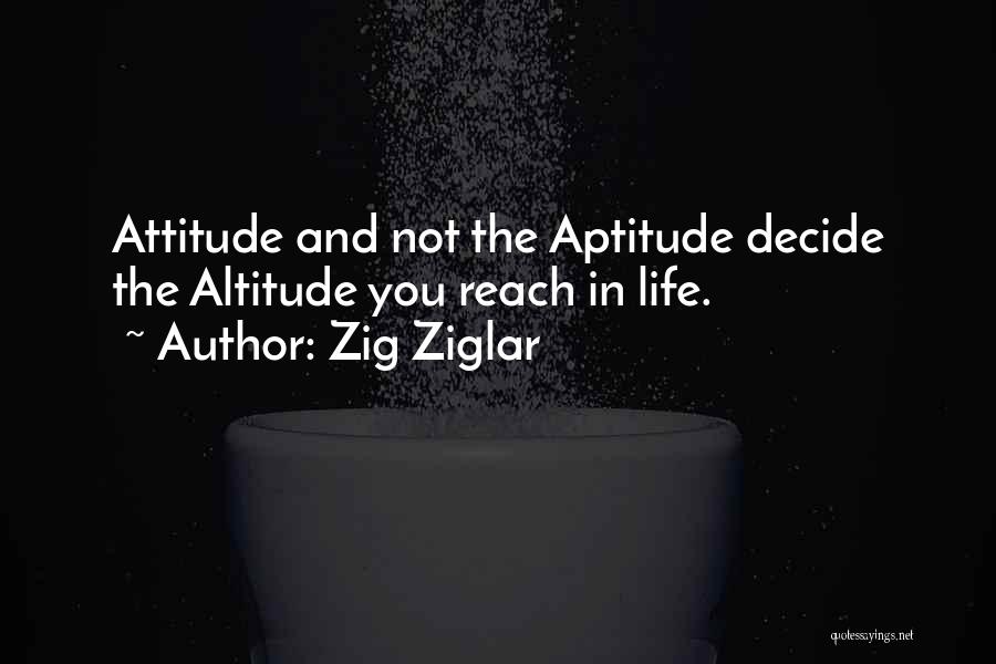 Zig Ziglar Quotes: Attitude And Not The Aptitude Decide The Altitude You Reach In Life.