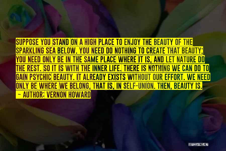 Vernon Howard Quotes: Suppose You Stand On A High Place To Enjoy The Beauty Of The Sparkling Sea Below. You Need Do Nothing