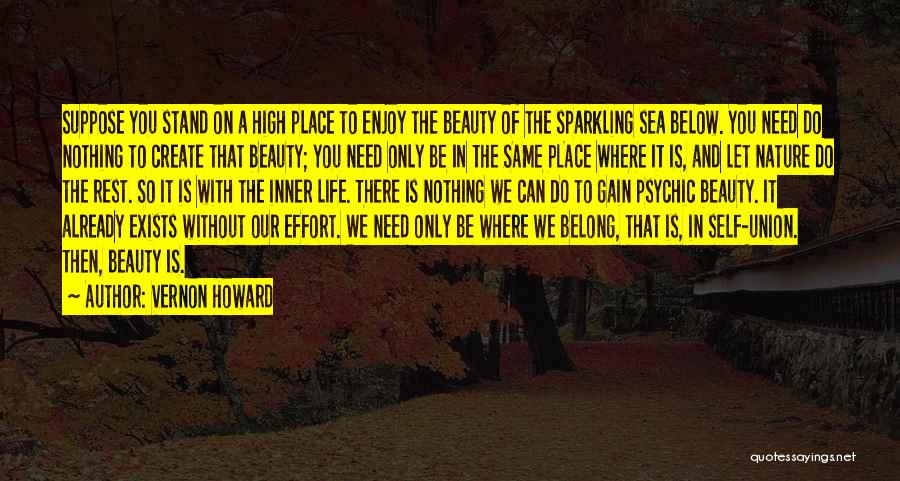 Vernon Howard Quotes: Suppose You Stand On A High Place To Enjoy The Beauty Of The Sparkling Sea Below. You Need Do Nothing