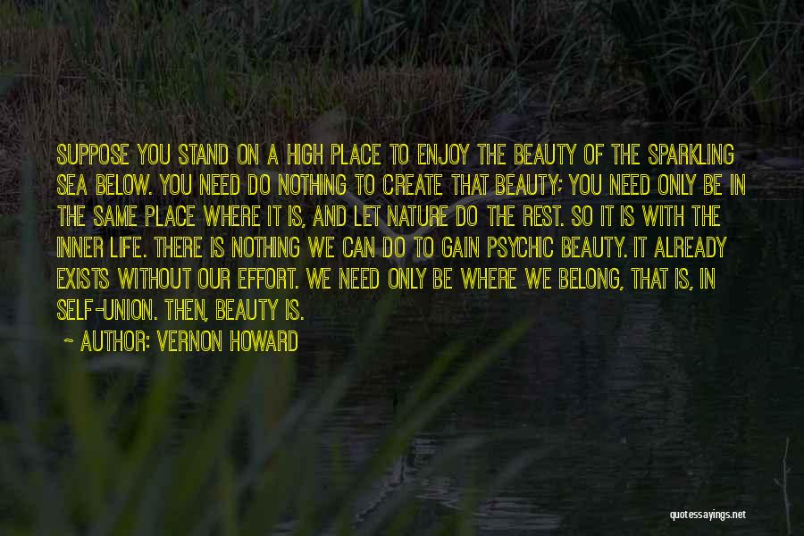 Vernon Howard Quotes: Suppose You Stand On A High Place To Enjoy The Beauty Of The Sparkling Sea Below. You Need Do Nothing