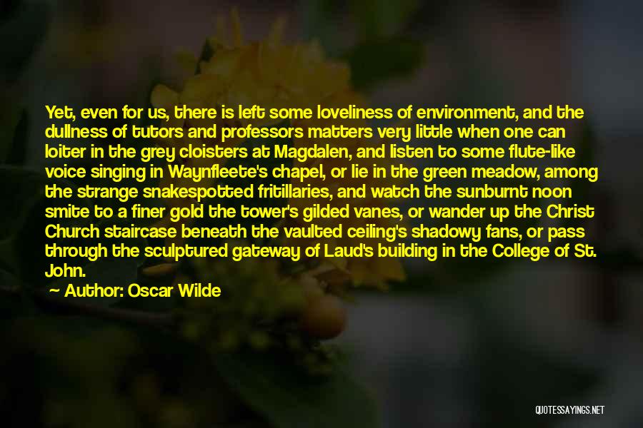 Oscar Wilde Quotes: Yet, Even For Us, There Is Left Some Loveliness Of Environment, And The Dullness Of Tutors And Professors Matters Very