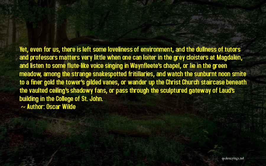 Oscar Wilde Quotes: Yet, Even For Us, There Is Left Some Loveliness Of Environment, And The Dullness Of Tutors And Professors Matters Very