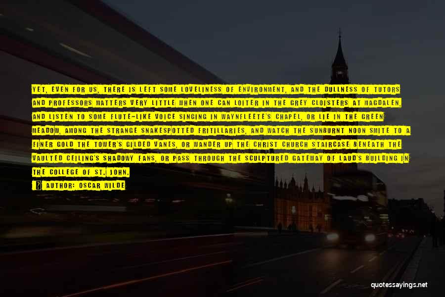 Oscar Wilde Quotes: Yet, Even For Us, There Is Left Some Loveliness Of Environment, And The Dullness Of Tutors And Professors Matters Very